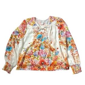 Cupcakes and Cashmere Women’s Boho Floral Print Long Sleeve Top Size Small
